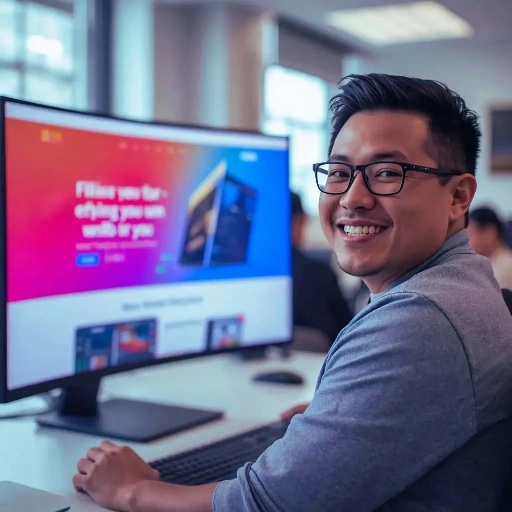 happy web design services employee